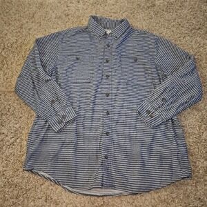 Duluth Trading Co Flannel Shirt Relaxed Fit Blue Striped Size 2XL Tall